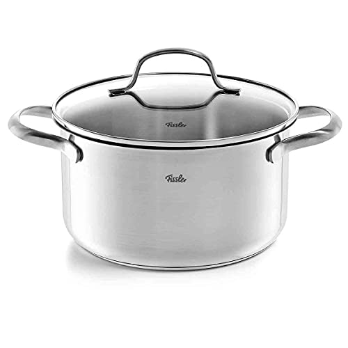 Fissler San Francisco/Edelstahl-Topf (1,9 L - Ø 16 cm) Kochtopf mit Glas-Deckel, Schüttrand, Mess-Skala - Induktion