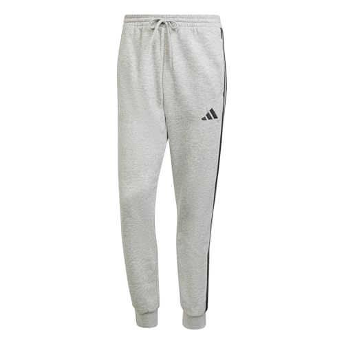 adidas Herren Essential Three Stripes Fleece Pant, medium Grey Heather/Black, L