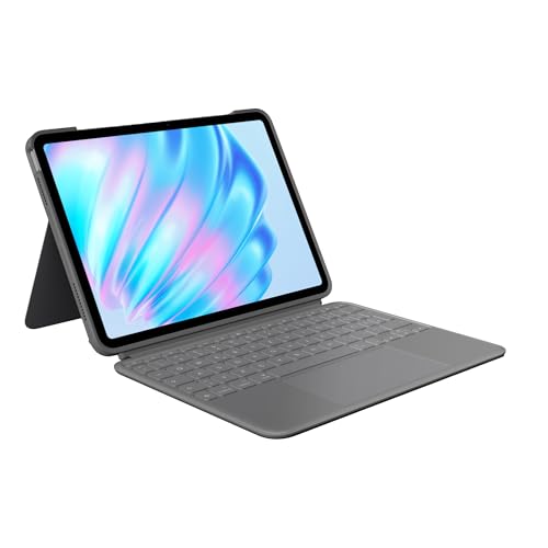 Logitech Combo Touch Tastatur-Case für iPad Air 11 Zoll (M2 und M3), iPad Air (5. Generation) – Abnehmbare Tastatur mit Hintergrundbeleuchtung und Halterung, Deutsches QWERTZ-Layout - Grau
