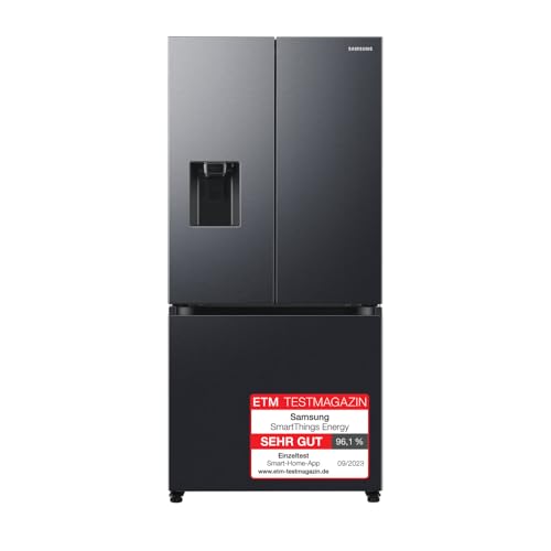 Samsung French-Door-Kühlschrank mit Gefrierfach, 178 cm, 495 l, WiFi & SmartThings AI Energy Mode, Twin Cooling+, Auto Ice Maker, No Frost+, Premium Black Steel, RF50C530EB1/EF