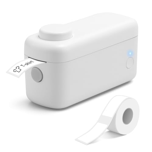 August LBP160W Mini Bluetooth Etikettendrucker selbstklebend Beschriftungsgerät mit Schneider Ettikettiergerät Wiederaufladbarer tragbarer Labeldrucker mit 1700+ Symbolen für Büro, Schule & DIY – Weiß