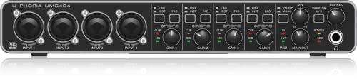 Behringer U-PHORIA UMC404HD 4x4 USB Audio Interface, 24-Bit/192kHz, with 4 Midas Mic Preamps