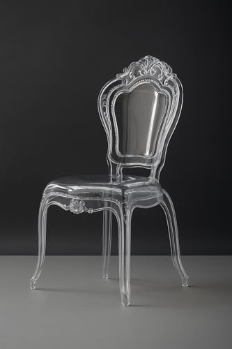 Biscottini Stühle aus transparentem Polycarbonat – Küchenstuhl Wohnzimmer 53 x 50 x 97,5 cm – Barock-Stühle Esszimmer Schlafzimmer – Sessel aus Kunststoff für den Außenbereich, modern, Zeremonien