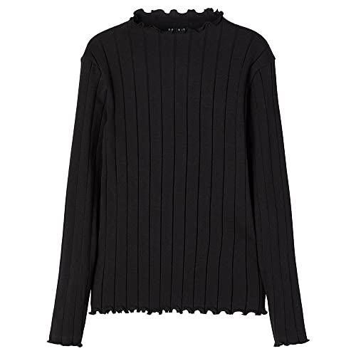 NAME IT Mädchen Nkfnoline Ls Slim Top Noos Langarmshirt, Black, 134/140