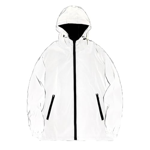 Singular-Point jacke damen,Damen Radsportjacke wasserdicht atmungsaktiv High-Vis reflektierende Silber Night Glow,Grau 2,XXL