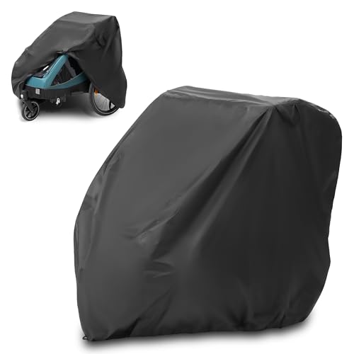 Zamboo Abdeckung für Fahrradanhänger | Universal Faltgarage für Anhänger (kompatibel mit Thule, Croozer, Qeridoo, Tiggo UVM.) | wasserdichte Plane mit Tasche und Öffnung für Fahrrad-Schloss - Schwarz