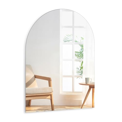 TSKDKIT HD Bogen Wandspiegel Selbstklebender Glasspiegel 40x30cm Dekorative Wandspiegel Rahmenlos Halbkreisförmig Spiegel Groß für Gäste WC, Badzimmer, Ankleidezimmer, Wohnzimmer, Schlafzimmer