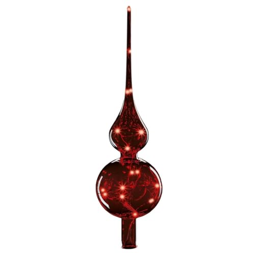 Lumix® Tree Topper Rot LED Glas Christbaumspitze 29cm Mundgeblasen mit Lichterkette Weihnachtsbaumschmuck Dekoration 1 Stück MADE IN GERMANY 76032