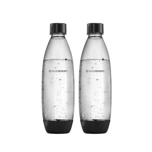 SodaStream 0,8L BPA-freie FUSE Kunststoffflasche schwarz | Spülmaschinengeeignet | Kompatibel mit DUO, E-DUO, Terra, uvm. | 2er-Pack