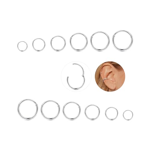 YADOCA 12 Stück 316L Edelstahl Nasenpiercing Ring Helix Piercing Hypoallergen 16G Nasenringe Conch Septum Tragus Ohr Piercings für Damen Herren 6-16mm