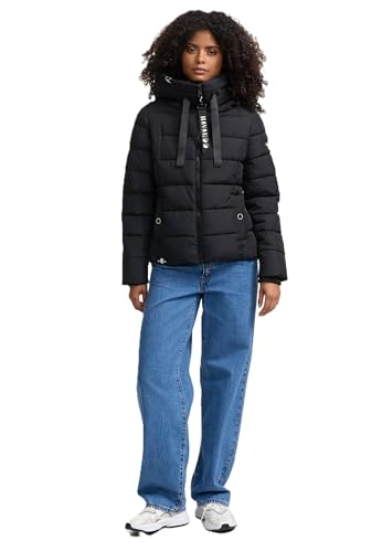 Navahoo Damen Steppjacke Winterjacke Stehkragen gefüttert B930 [B930-Amay-Schwarz-Gr.M]