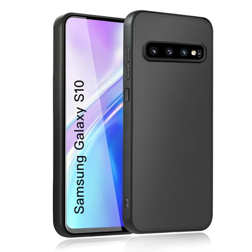 wsiiroon Handyhülle für Samsung Galaxy S10 Hülle, Stoßfest Kratzfest, Anti-Fingerabdruck, Anti-Rutsch Fallschutz Schutzhülle, Anti-Öl, Unterstützt kabelloses Laden für Samsung S10 Case (Schwarz)