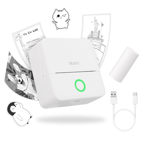 Mini Drucker tragbarer Mini Printer, Mini Fotodrucker Wireless Taschendrucker Thermodrucker Smartphone Bluetooth Drucker Sticker Printer, für iOS und Android, ideal für Studium, Fotos, Geschenke