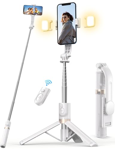 Selfie Stick mit Bluetooth Fernbedienung, Erweiterbarer Extra Lang Reisen Stativ für Smartphone, 360° Drehbare Handystativhalter Kompatibel mit Smartphones, Action-Kamera
