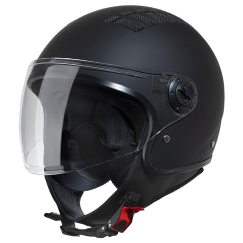 VINZ Como Jethelm mit Visier ECE 22.06 Zertifiziert | Roller Helm Mopedhelm Ideal Für Motoroller & Vespa | Herren und Damen | Komfortabler Motorradhelm XS-XL | Matt Schwarz