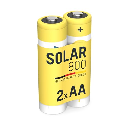 ANSMANN Solar Akku Mignon AA 800 mAh NI-MH 1,2V, 2 Stück, LR06, wiederaufladbar, ideal für Solarlampen, Solarlichterketten, Solarbrunnen, Ersatzakku