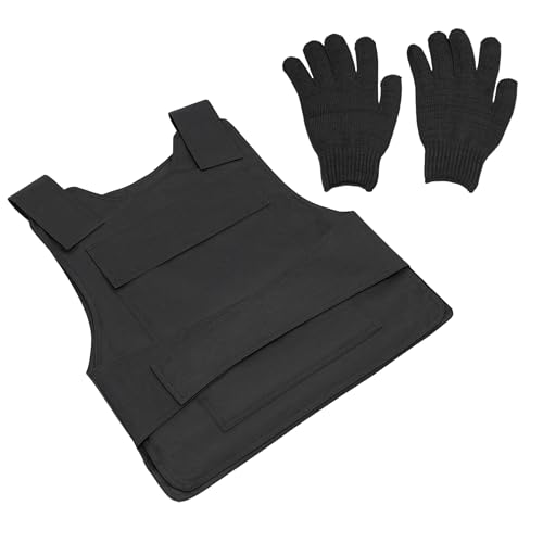 NIGORIY Körperschutzweste, Stichschutzweste Herren Enthält 1 Massive Stahlplatte, Einstellbar Stichfeste Weste mit Schutzhandschuhe Stichhemmende Schutzweste Stichfest