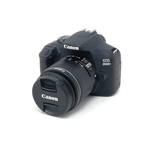 Canon EOS 2000D APS-C DSLR-Kamera mit EF-S 18-55mm Objektiv | 24,1 Megapixel, fest integrierter 3-Zoll-LCD-Monitor, Reihenaufnahmen mit 3 Bildern/Sek, Full-HD-Video, Dual Pixel CMOS AF, Bluetooth