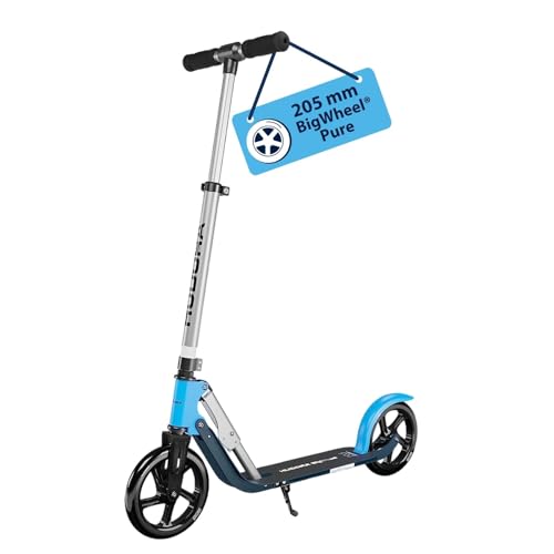 HUDORA BigWheel Pure Scooter - Stabiler Aluminium-Roller mit Ständer - Höhenverstellbarer & zusammenklappbarer Cityroller für bis zu 100kg - Tretroller für Jugendliche und Erwachsene