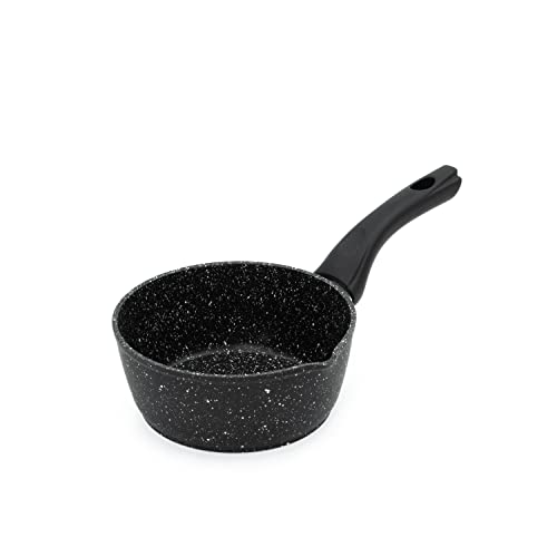 Blackmoor Home Milchtopf 16 cm – Antihaft-Steinbeschichtung, Ausgießer, Cool-Touch-Griff, induktionsgeeignet, kratzfest – Schwarz 66120