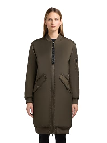 khujo Damen Wintermantel warme extralange schimmernde Bomberjacke Lulu Forest Green Gr. S