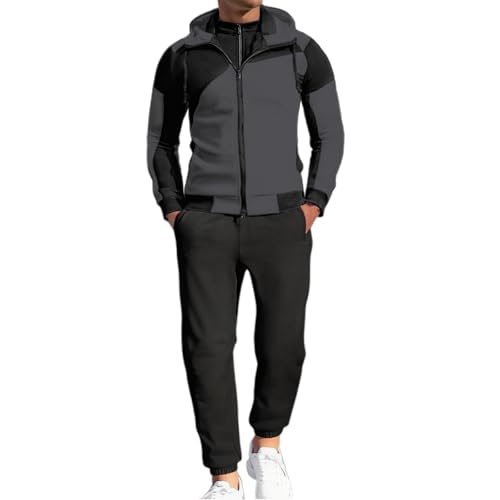 Herrenanzüge Slim Fit Kapuzenpullover Lssiges Outfit Langarm Bequemes Tragen Stilvolles Set Jacke Oberteil Hose Für Den Alltag