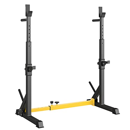 LIFERUN Squat Rack Hantelständer, Kniebeugenständer, verstellbare Langhantelablage höhenverstellbar, Multifunktions Barbell Rack für für Sportstudio Zuhause Gewichtheben Bankdrücken bis 250 kg (Gelb)