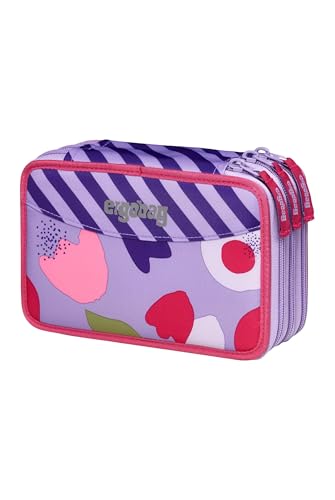 ergobag Maxi Mäppchen Set 40-Teilig, Lyra Bunt- und Filzstifte, Kleingeld Fach, Lineal, Schere BlütenzauBär - Lila