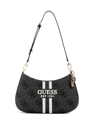 GUESS Damen Noelle Ii Top Zip Shoulder Bag Umhängetasche, Kohle-Logo