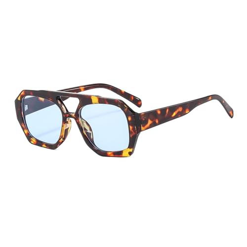 YAMEIZE 70s Retro Double Bridge Pilot - Sonnenbrille für Damen Herren Klassische Hexagonal Sonnenbrille Platz Brille Driving