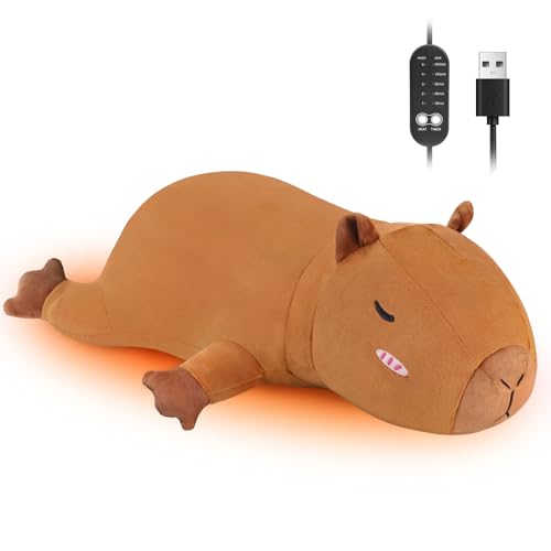 Capybara Heizdecke Kuscheldecke mit Abschaltautomatik, Elektrisches Heizkissen Usb für Periode, Warmies Wärmekissen Nacken Rücken Schulter Bauch, Weihnachtsgeschenke für Frauen Teenager Mädchen