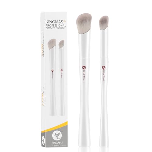 KINGMAS Abgewinkelter Concealer-Pinsel, Kabuki Mini-Concealer-Pinsel, Make-up-Pinsel unter den Augen, Konturpinsel für Flüssigkeit, Mischen, Creme, Puder, Rouge, Buffing, Tupfen, Gesicht