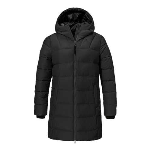Schöffel Damen Ins Parka Style Boslix WMS, wärmende Winterjacke mit synthetischer Daune, wind- und wasserabweisende Funktionsjacke mit gefütterter Kapuze, black, 46