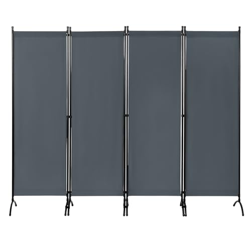 WOLTU Paravent 4 Teilig 224x182 cm Dunkelgrau, Raumteiler Freistehend Trennwand und Klappbar, Sichtschutz Spanische Wand für Innen- und Außenbereich, Ideal für Wohnzimmer, Balkon und Garten