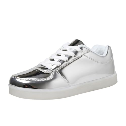 Generisch Moderne LED-Leuchtschuhe für Damen mit USB-Aufladung Koreanisches Design Sportliche Sneakers in Low-Top-Optik (Silver, 41)