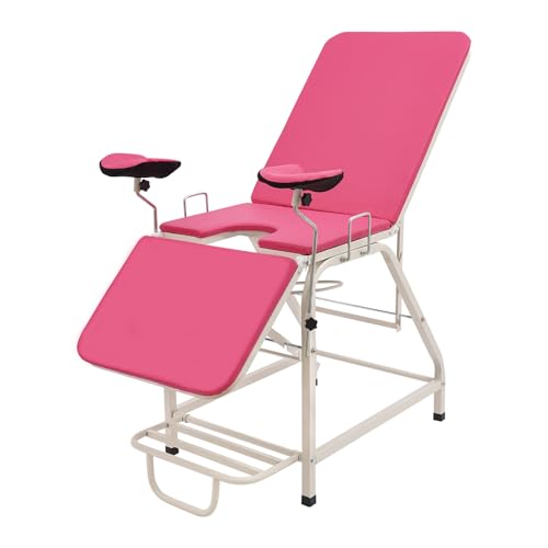 Gynäkologischer Stuhl Untersuchungstisch Verstellbarer Rücken 0° bis 65° Gynstuhl Gynäkologisches Untersuchungsbett,Max 150kg,Für die Untersuchung, Diagnose, Chirurgie (Rosa)