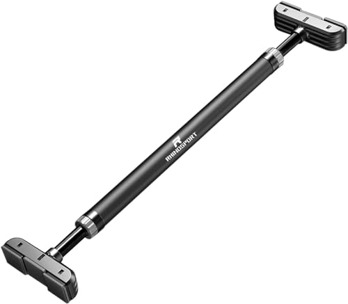 RHINOSPORT Klimmzugstange Türrahmen ohne Schrauben mit Neues Drehbares Zahnradschloss, Klimmzugstange verstellbar 69-92 cm (27.1in-36.2in), Tragkraft bis 200 Kg Pull Up Bar Schwarz