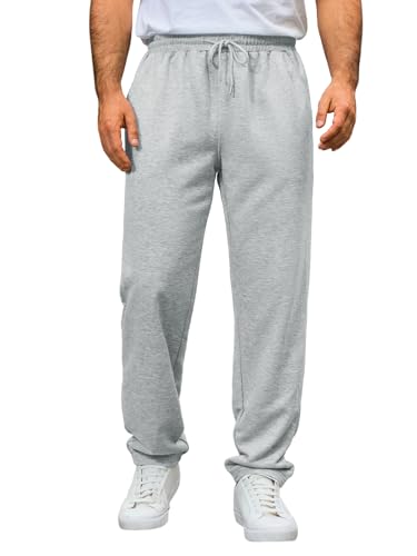 Runcati Jogginghose Herren Regular Fit Sporthose Lang Casual Freizeithose Fitness Sweathose Elastische Taille Trainingshose Mit Kordelzug Grau XL