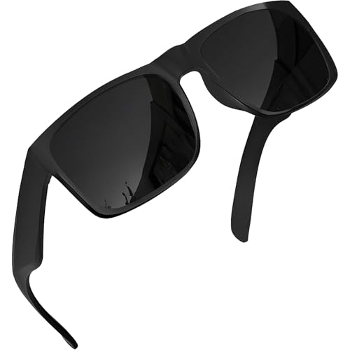 grinderPUNCH XL Große Gesicht Polarisierte Sonnenbrille – Große Köpfe, Breites Gesicht, Extra Breite Übergrößen-Sonnenbrille zum Autofahren (Blau verspiegelte polarisierte Gläser/Glänzendes Gestell)