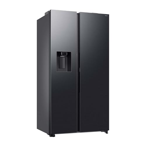 Samsung RS80F66KBFEF Side-by-Side Kühl-Gefrierkombination, AI Kühlschrank mit Gefrierfach, 178 cm, 634 l, Eis- und Wasserspender mit Festwasseranschluss, AI Voice Control & Energy Mode, Black Steel