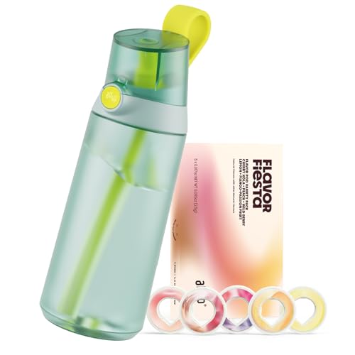 air up Trinkflasche (595.3 g) Click Turle Green Original Starterset mit Pods in 5 Geschmacksrichtungen | Trinkflasche mit zuckerfreiem Geschmack | spülmaschinenfest, BPA-frei