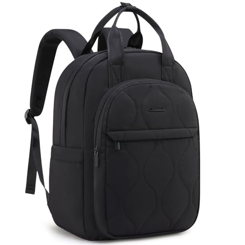 LOVEVOOK Rucksack Damen, Laptop Rucksäcke Schulrucksack Teenager Mädchen, Leicht Puffer Backpack Women, Groß Arbeit Lehrertasche Tagesrucksack Elegant für Uni Reise (B-Schwarz, 17 zoll)
