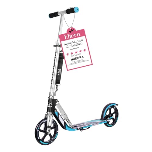 HUDORA BigWheel 205 Scooter - Stabiler Aluminium-Roller - Höhenjustierbarer & zusammenklappbarer Cityroller mit Ständer - Sportlicher Kinder- & Erwachsenenroller für bis zu 100kg
