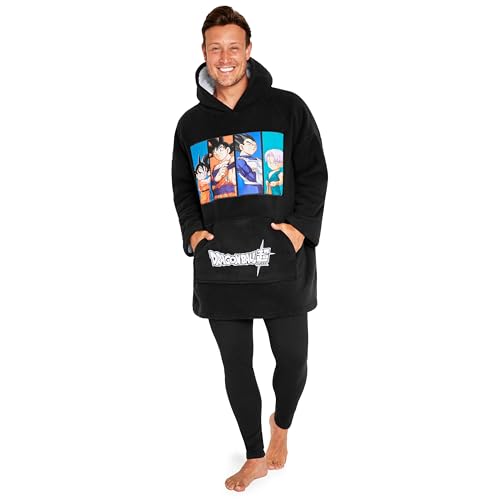 Dragon Ball Übergroße Herren Hoodie Decke mit Ärmeln - Sherpa Fleeced Oversized Kapuzenpullover Fleece Tragbare Decken für Herren