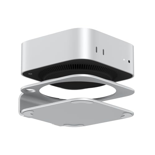Akkyajaure Mac mini M4 Dock-Ständer, Aluminium-Desktop-Ständerhalterung für den neuen Mac mini M4 und M4 Pro, verbesserte Kühlung, einfacher Zugriff auf den Netzschalter und Schreibtischorganisation
