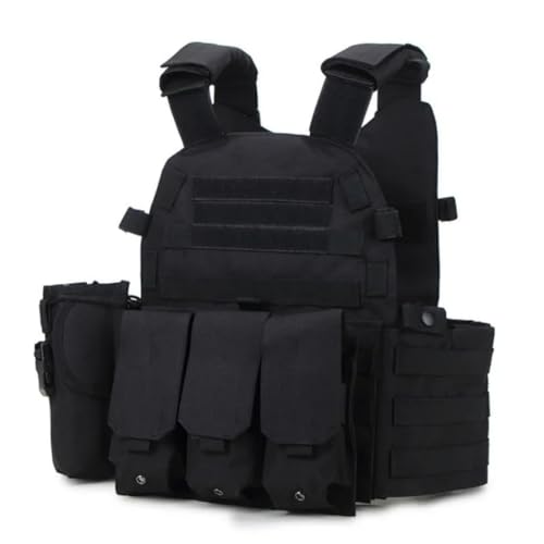 Peminkoo Taktische Weste Körperschutz Jagd Plattenträger Airsoft Zubehör Militär Kampf Armee Wargam Molle (Black)