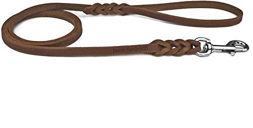 Fettlederleine geflochten 1m, 1,35m, 2,20m mit Handschlaufe (1m x 8mm braun Chrom)