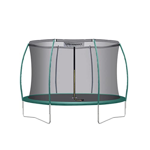Ultrasport Deluxe Trampolin Outdoor Kinder Belastbar bis 100 KG I Komplettset mit Sicherheitsnetz, Randabdeckung & Montagesatz I Bodentrampolin Gartentrampolin, Trampolin 244 cm