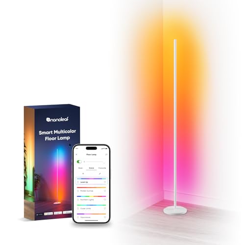 Nanoleaf Matter Smart Stehlampe Weiß, RGB IC LED Floor Lamp Dimmbar, Musik Sync, Dynamische Gradient Szenen, 1700lm, App & Sprachsteuerung (Funktion mit Alexa, Apple), Schlafzimmer Gaming Deko