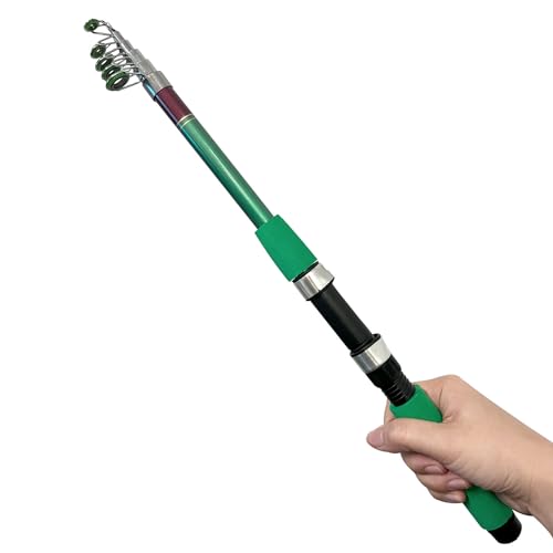 Dingbear Teleskop-Angelrute – Superharte Mini-Meeresangelrute Aus Fiberglas Meeresangelrute Mit Großer Reichweite Nicht Leicht zu Brechen Geeignet Für Flüsse Seen und Ozeane (Grün–1,8 m)